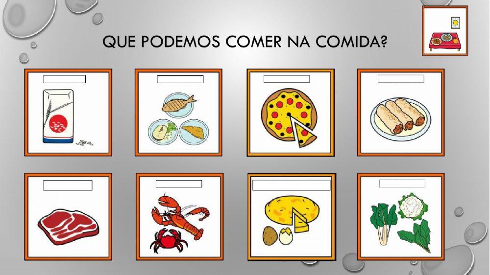 Vocabulario e escritura. alimentos