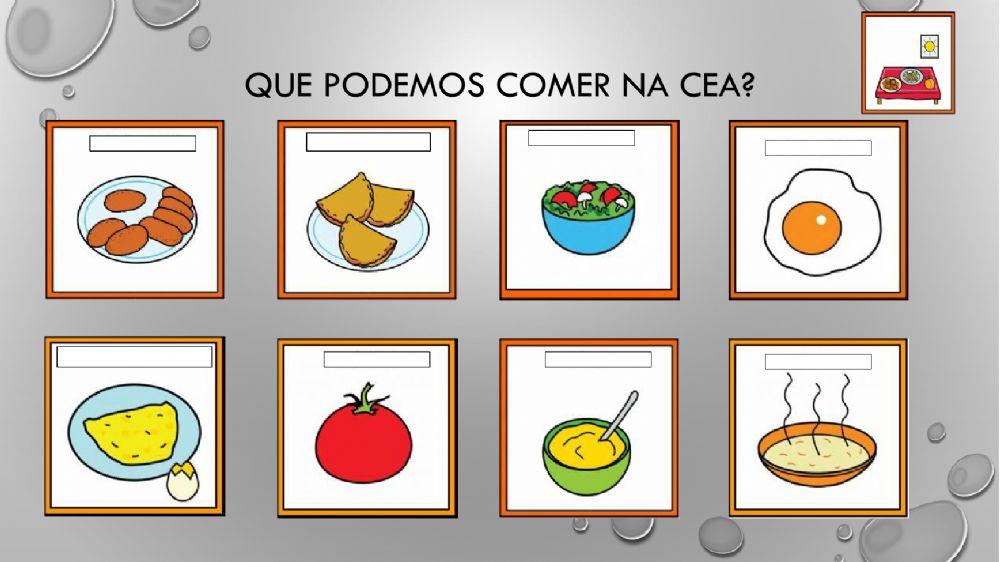 Vocabulario e escritura. alimentos