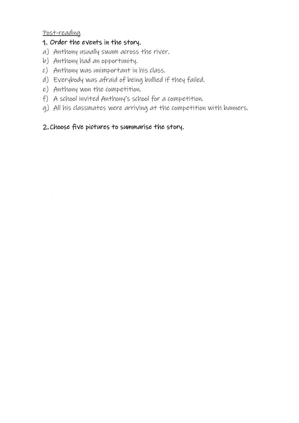 Reading comprehension - The school hero