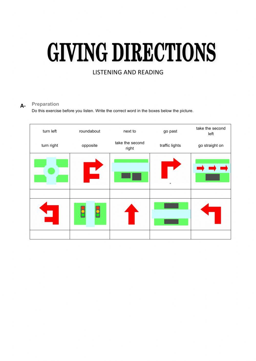 Giving Directions - Listening and Reading (elementary)