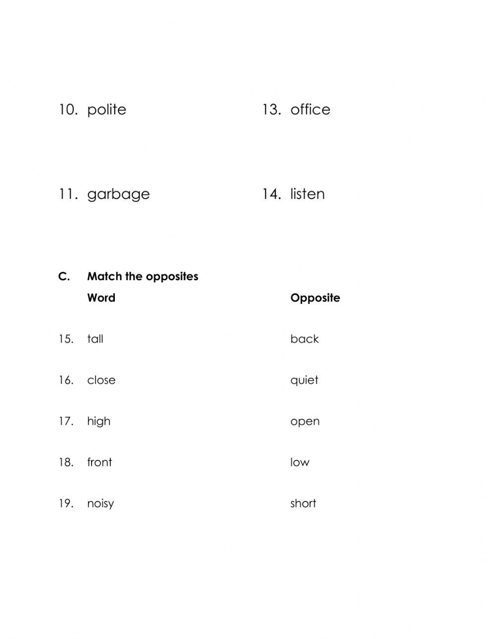 Spelling & Vocabulary