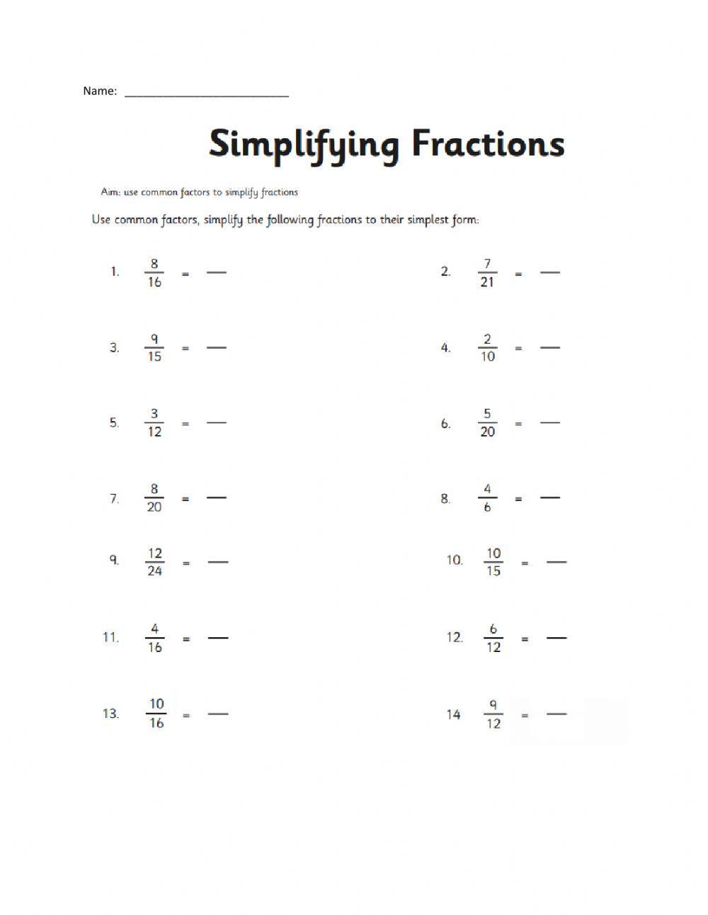 Simplifying Fractions