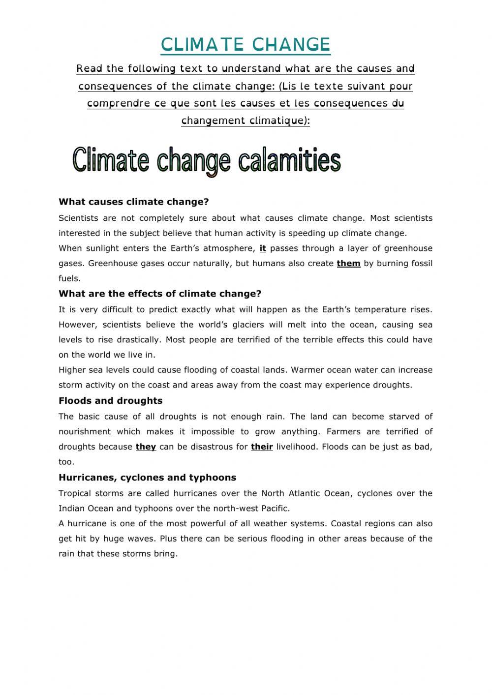 The causes and the effects of teh climate change