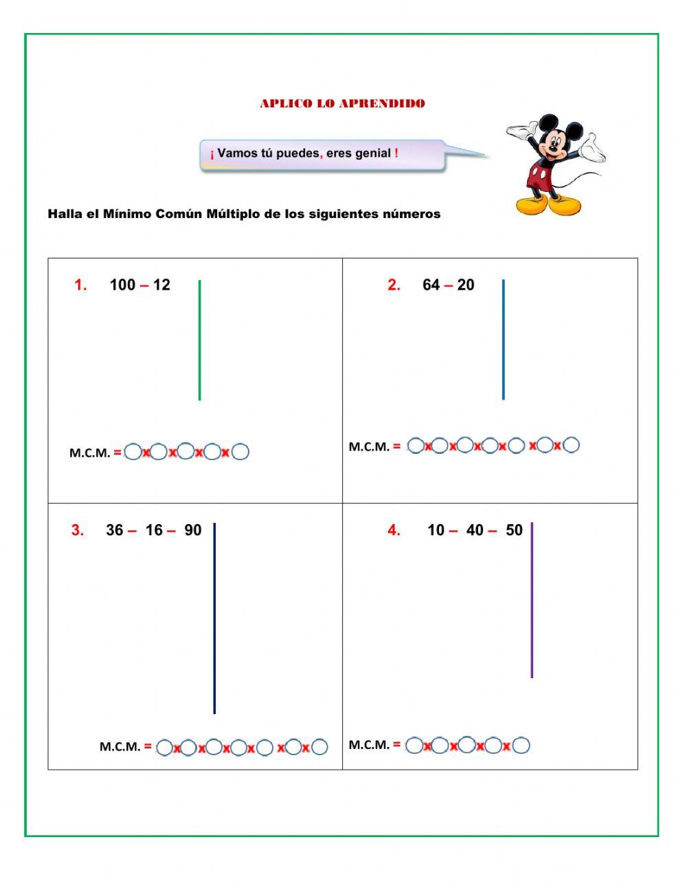 MÍNIMO COMÚN MÚLTIPLO
