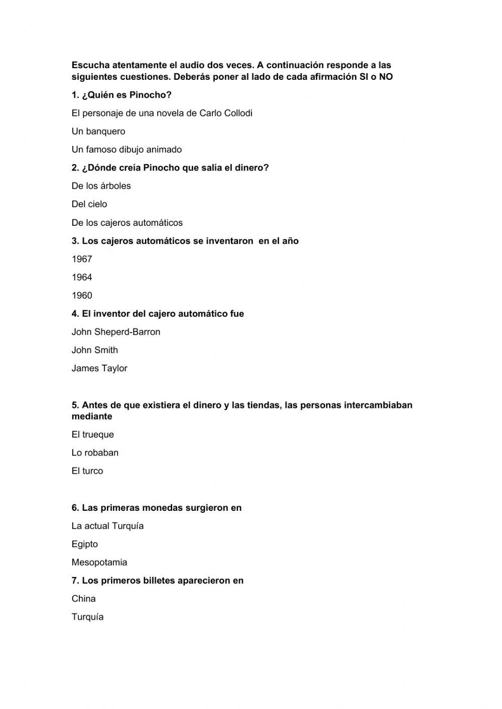 Comprensión oral 6º primaria