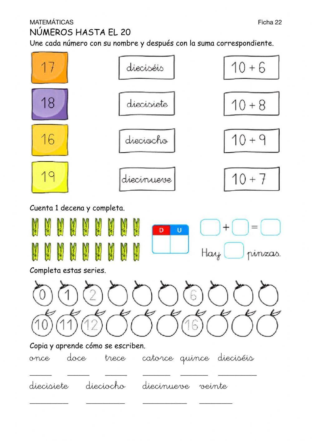 Matemáticas-Ficha 22-Números hasta el 20