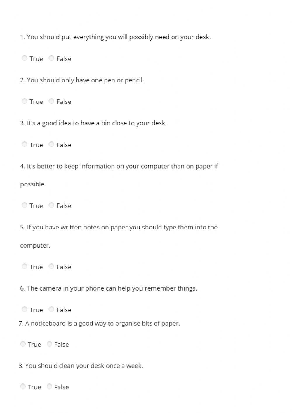 Reading comprehension