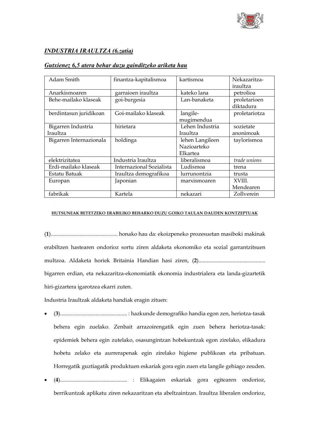 (DBH 4) Industria Iraultza (6) Laburpena