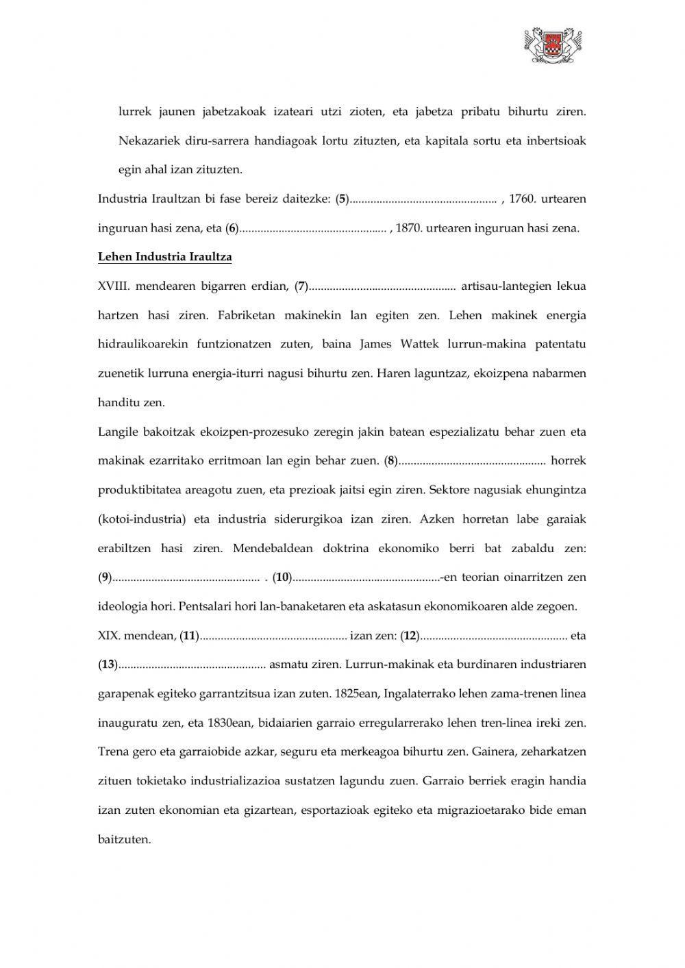 (DBH 4) Industria Iraultza (6) Laburpena