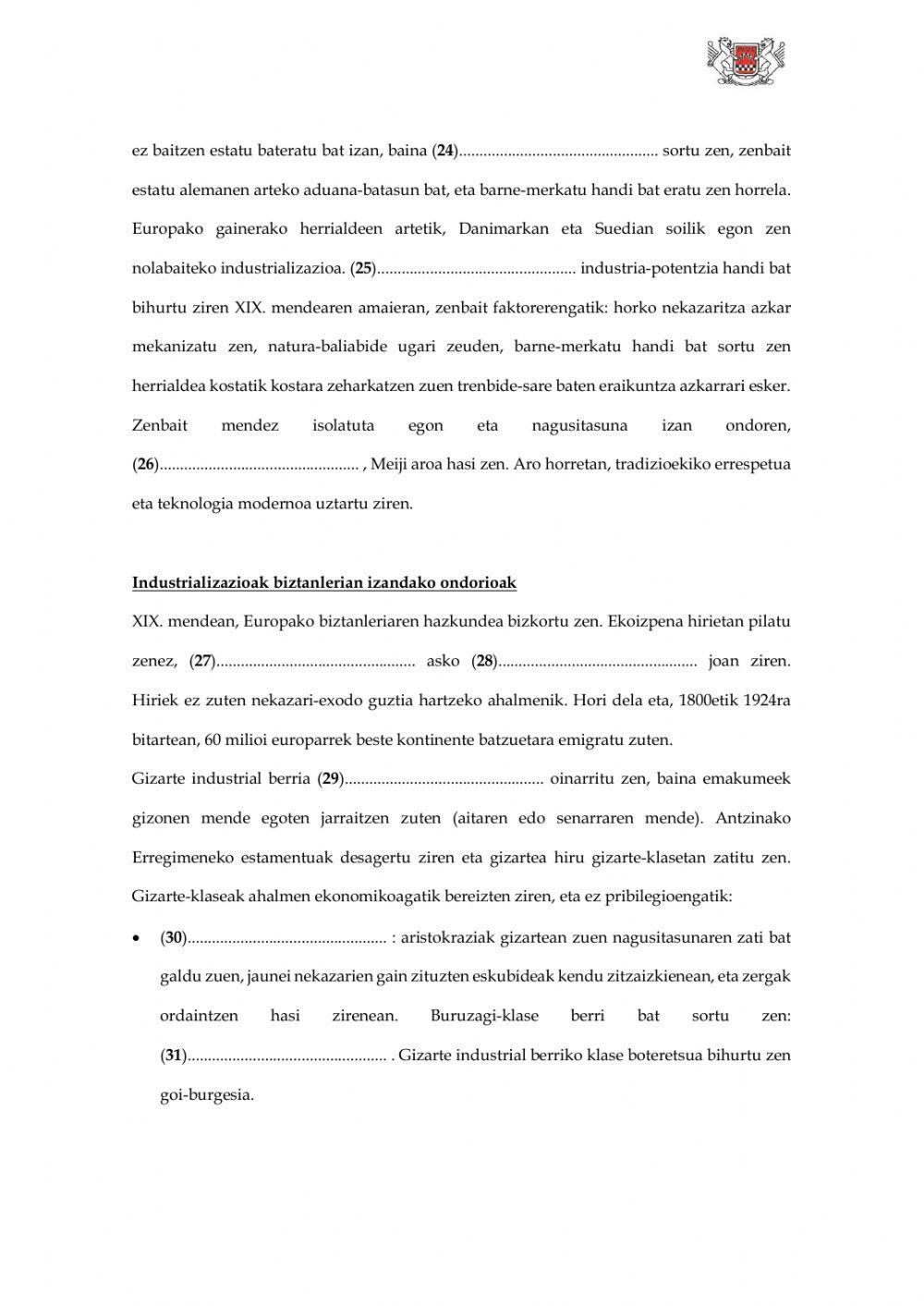 (DBH 4) Industria Iraultza (6) Laburpena