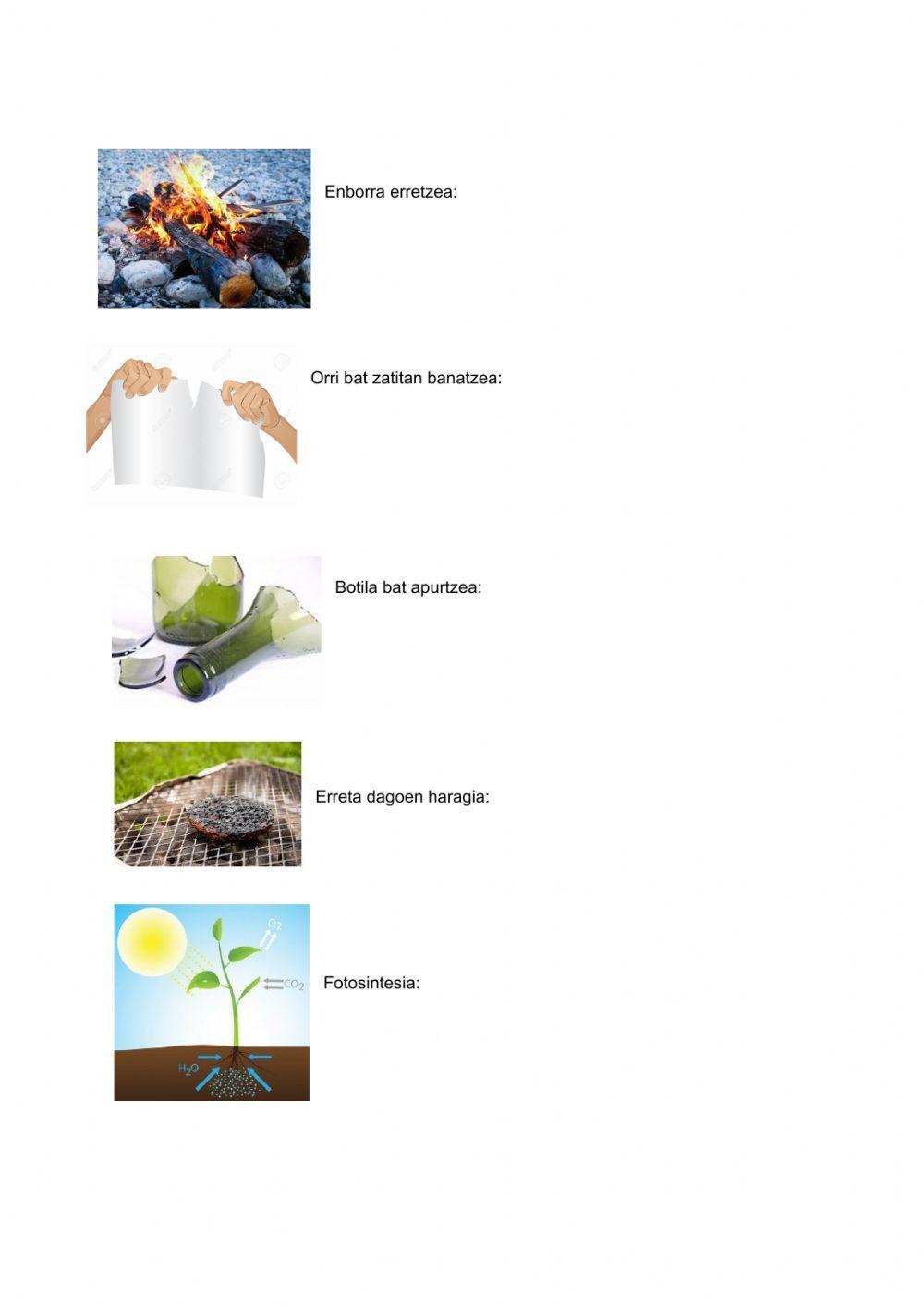 Aldaketa fisikoak eta aldaketa kimikoak