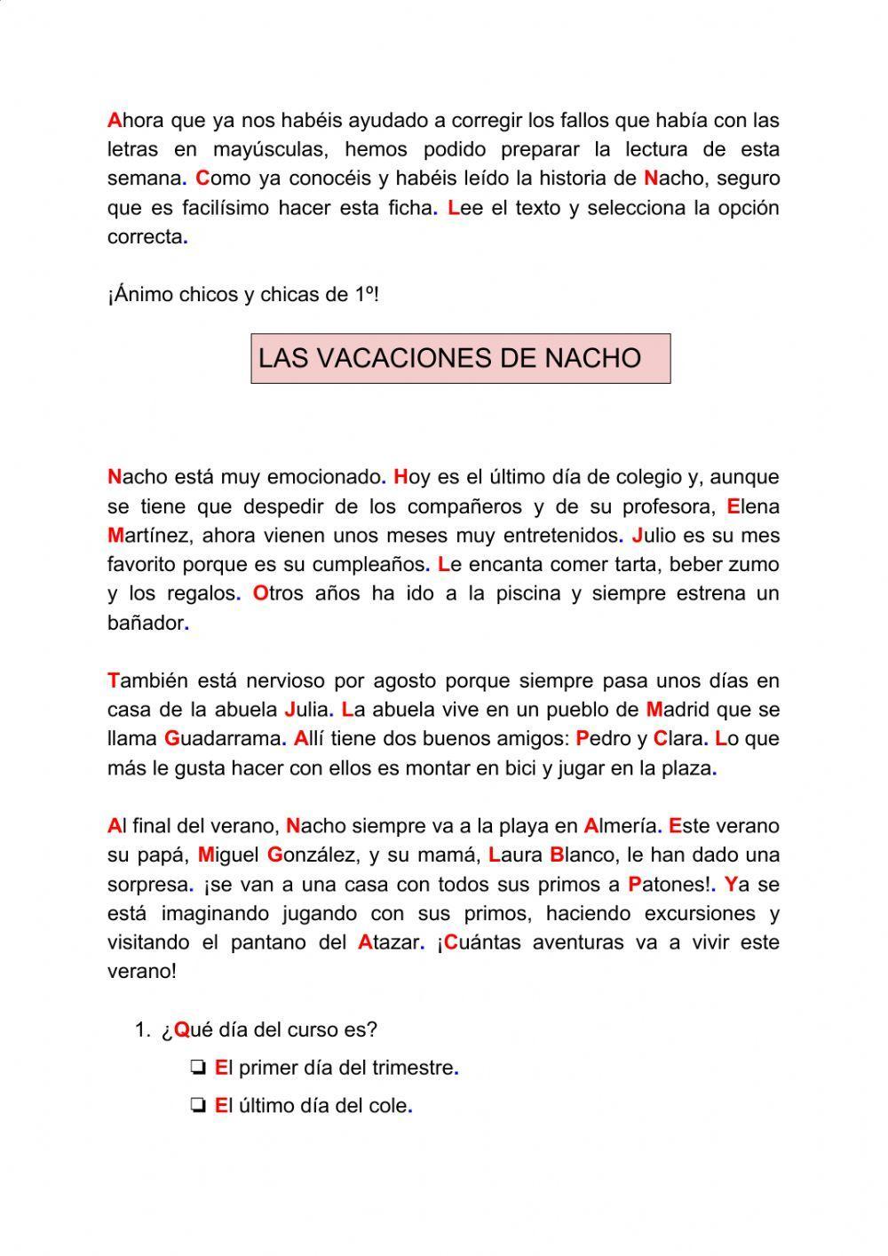 Las vacaciones de Nacho