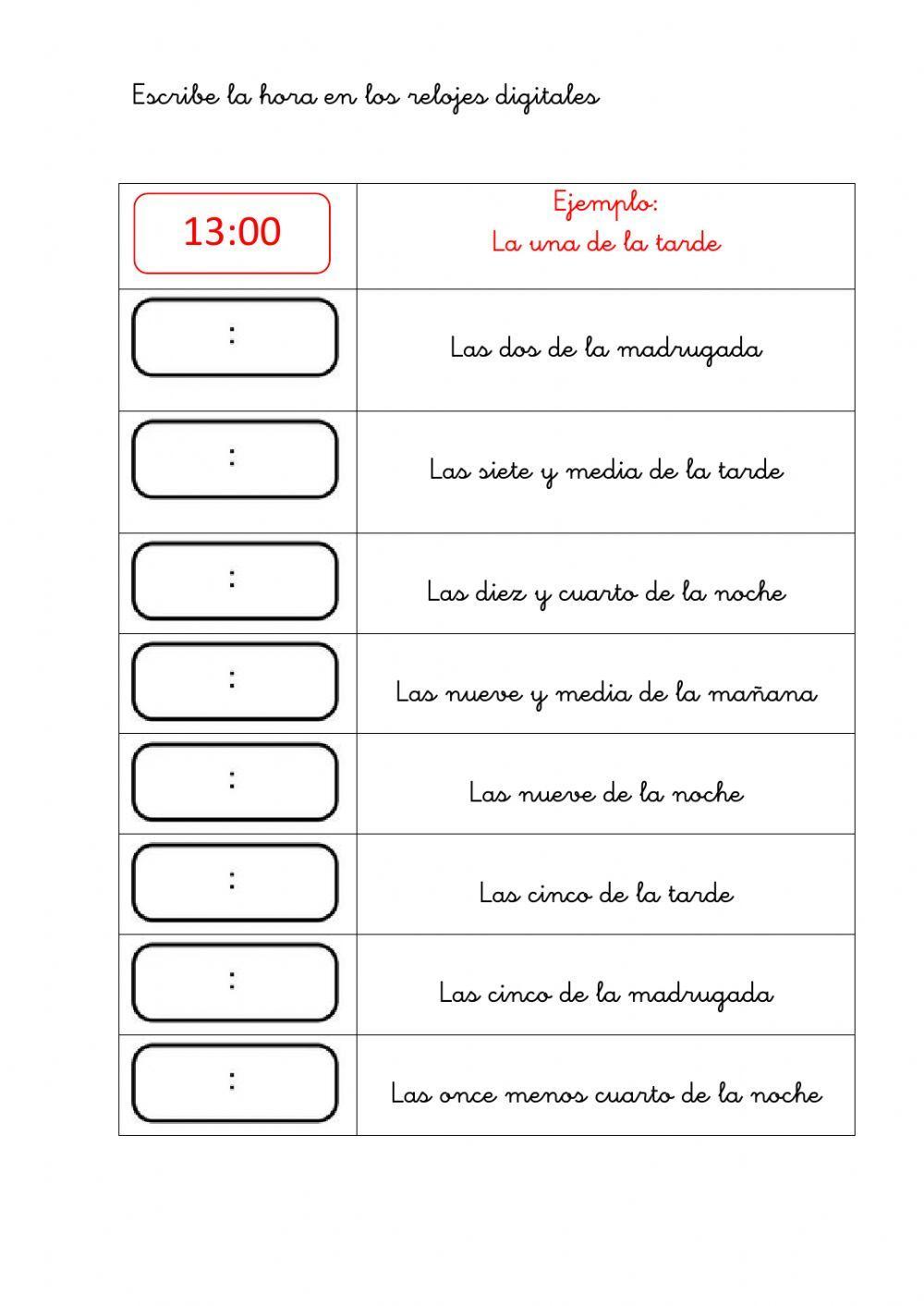 Horas digitales Horas digitales