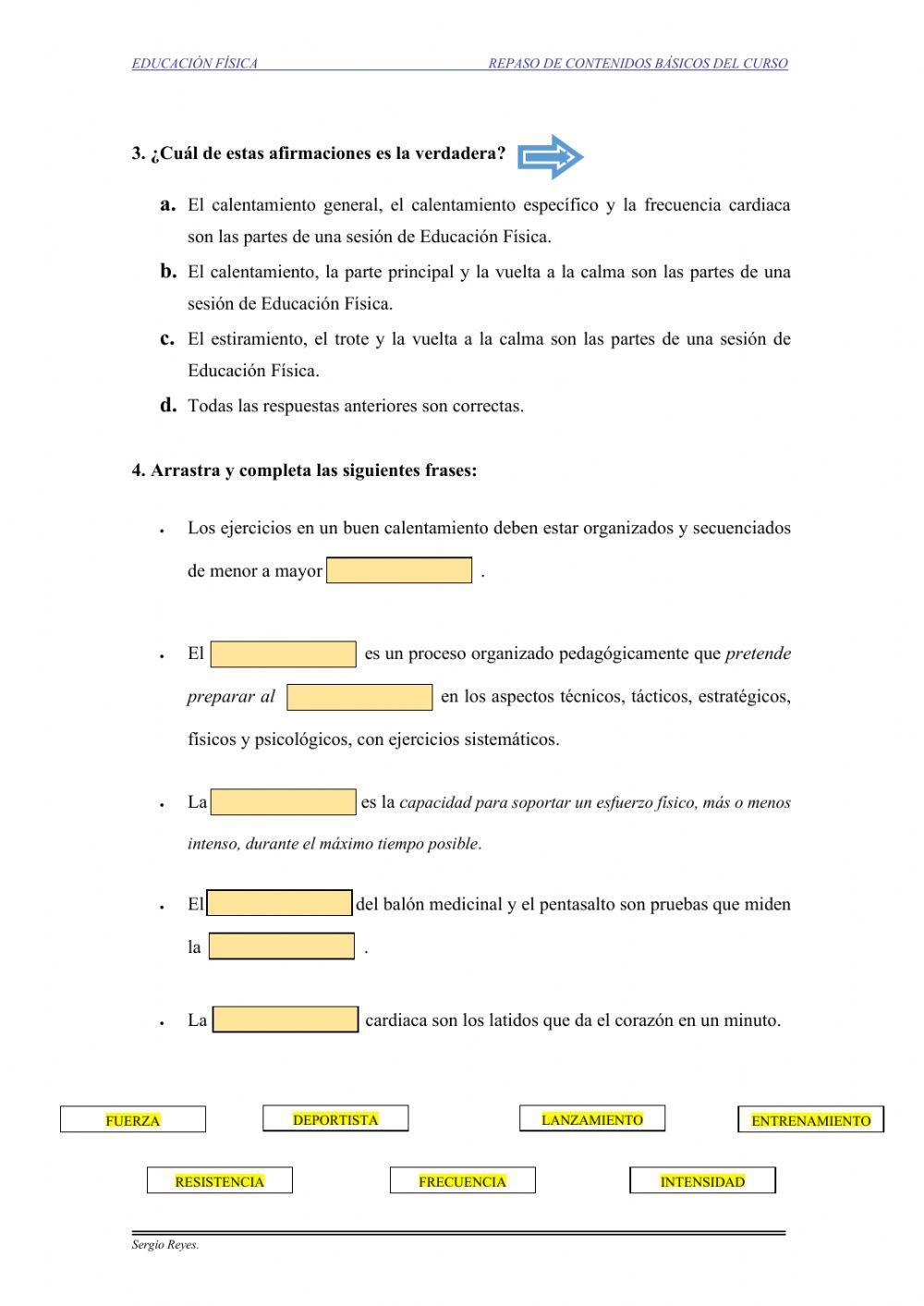 4º y 5º PRIMARIA Contenidos básicos educación física