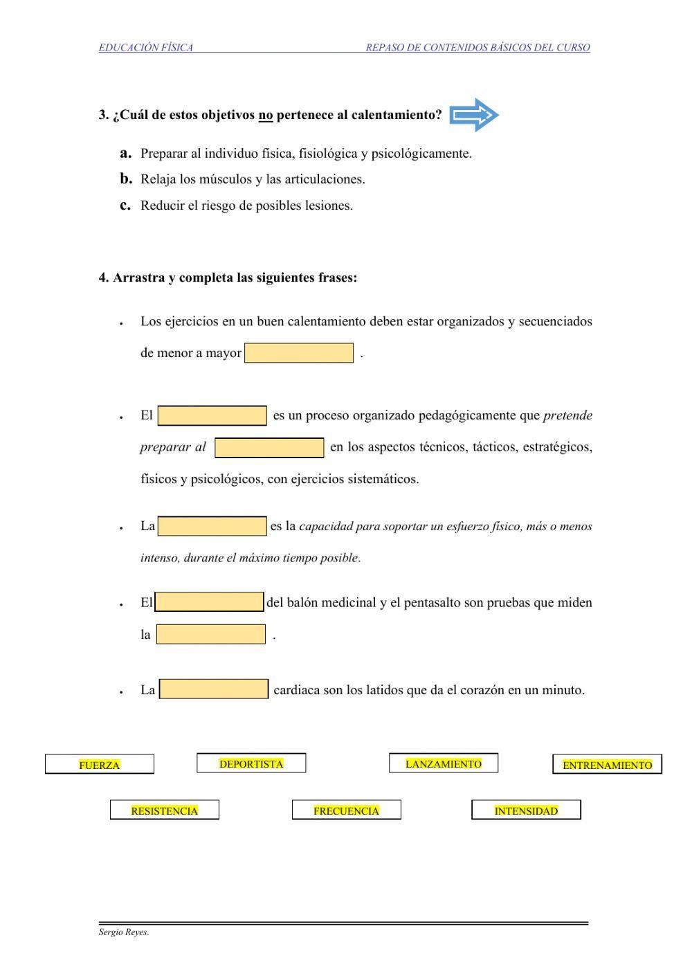 6º PRIMARIA Contenidos básicos educación física