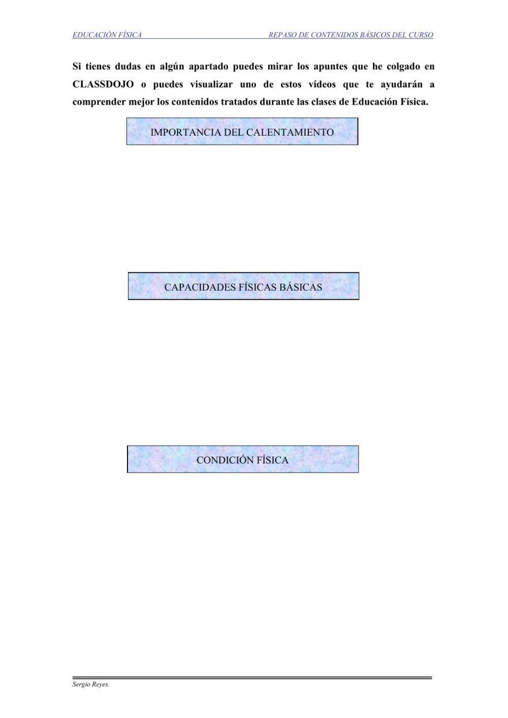 6º PRIMARIA Contenidos básicos educación física