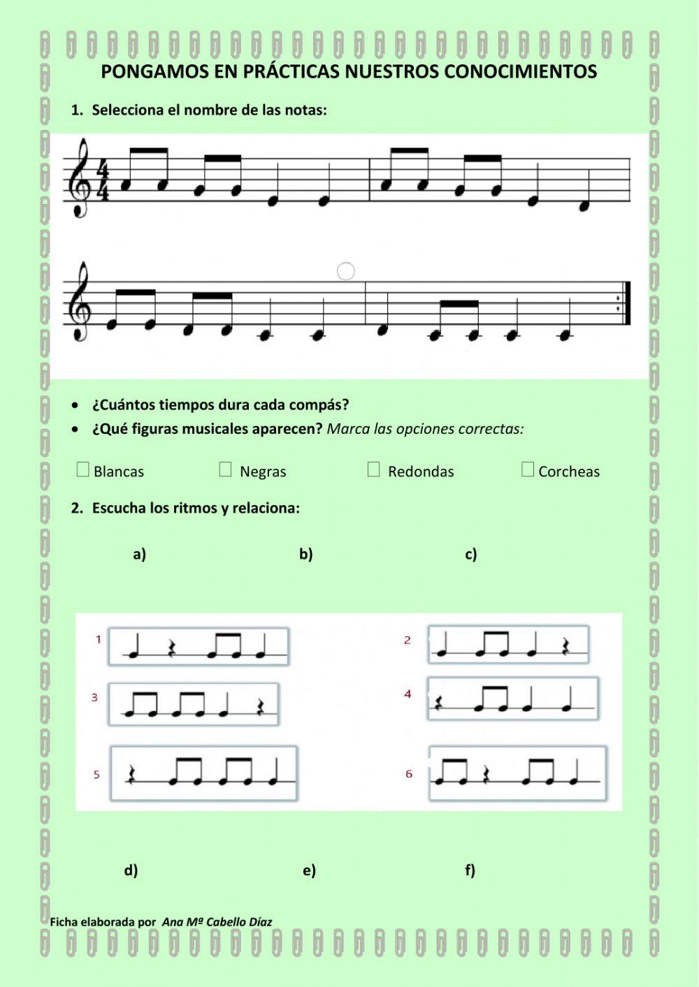 Repaso notación, figuras musicales y dictado rítmico
