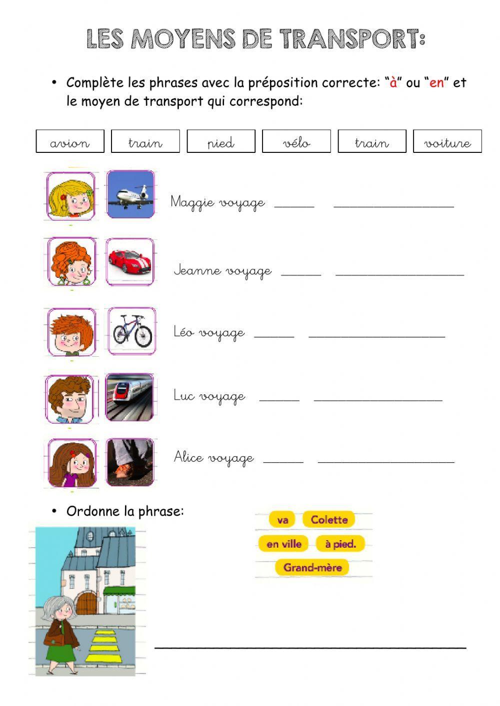 Préposition moyens de transport