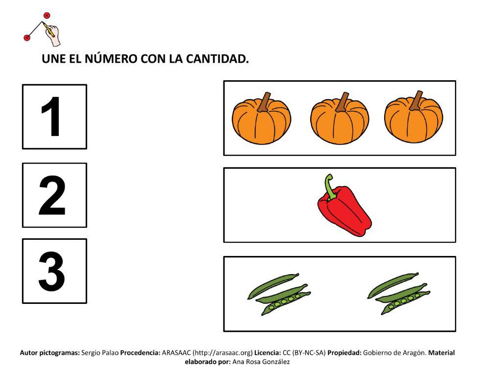 Numero cantidad 1 2 y 3