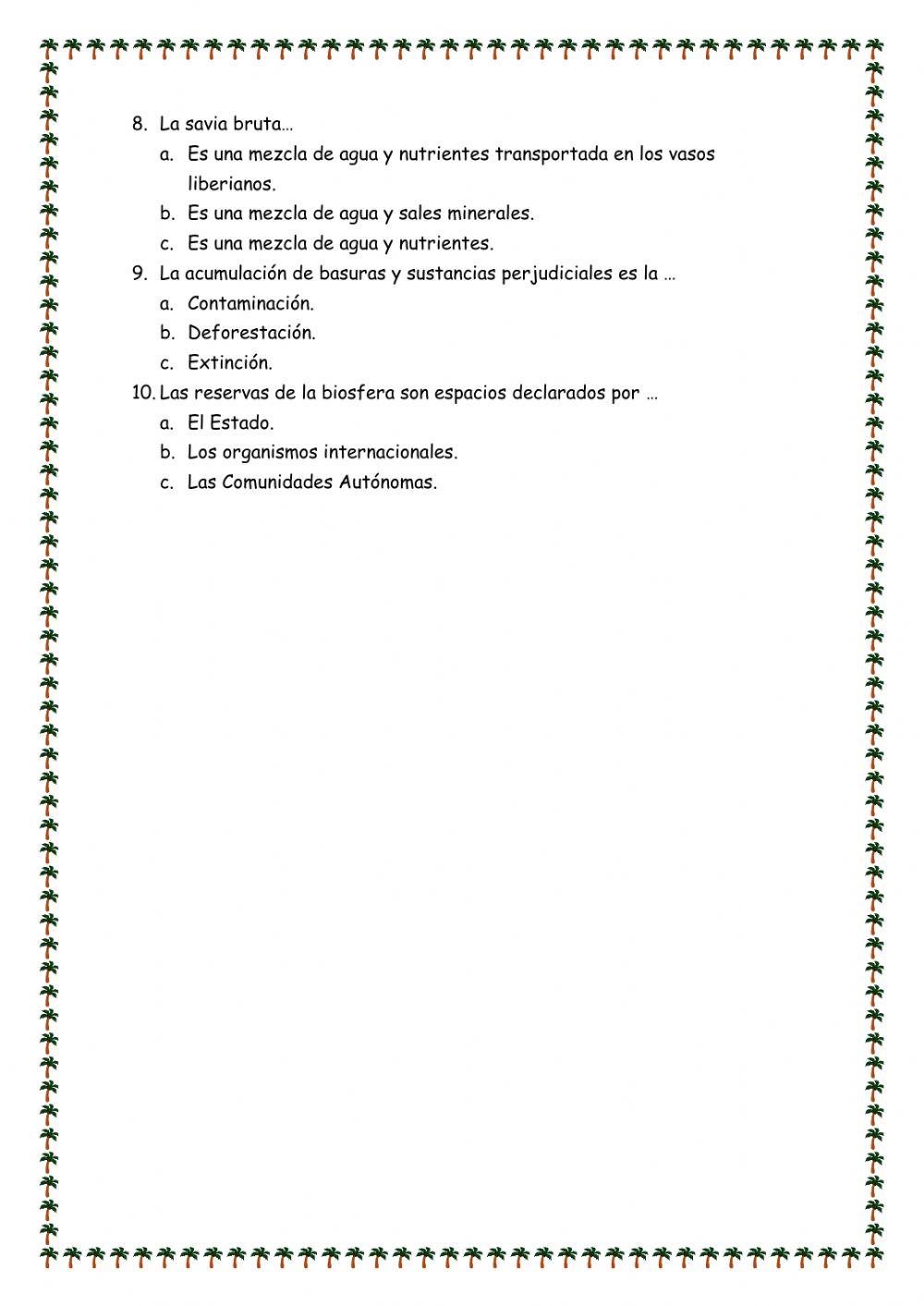 Autoevaluación naturales 2º trimestre