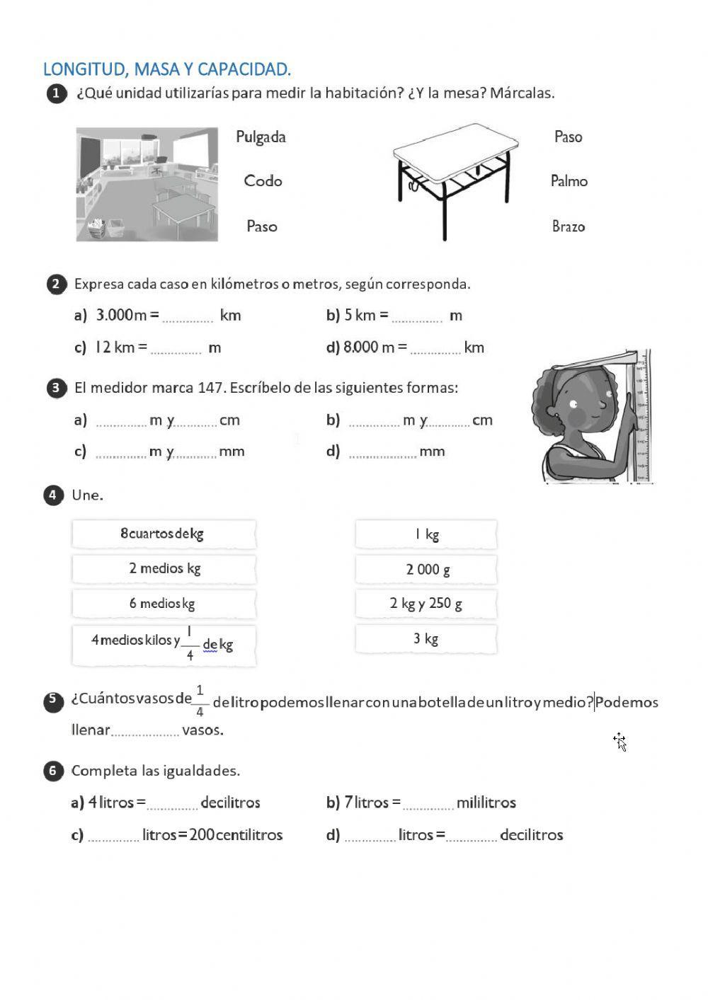 Masa, longitud y capacidad.