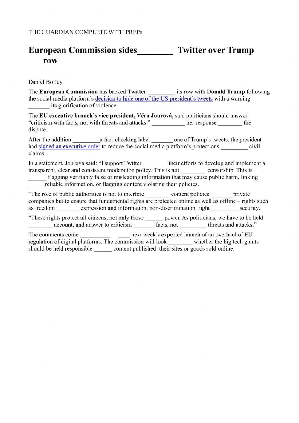 Preposition TWITTER vs TRUMP