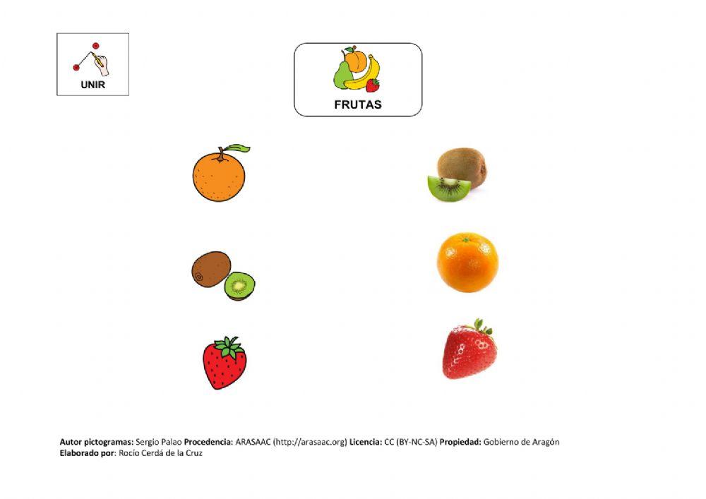 Asociar frutas, imagen real-pictograma