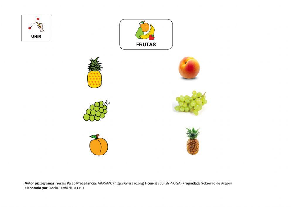 Asociar frutas, imagen real-pictograma