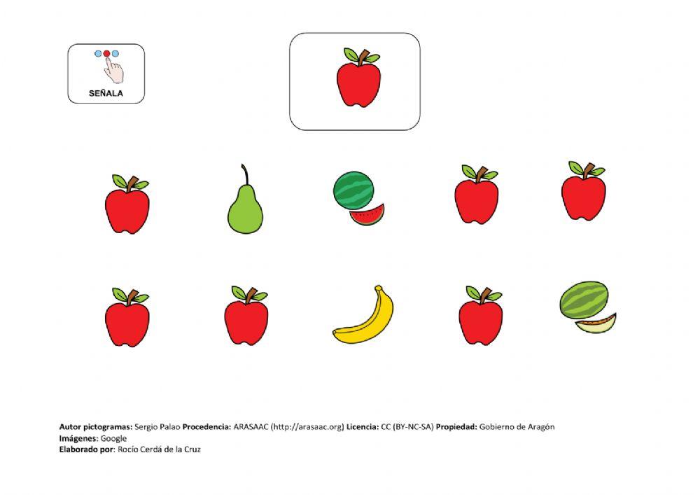 Seleccionar frutas iguales. Pictogramas