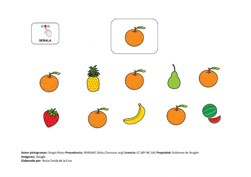 Seleccionar frutas iguales. Pictogramas