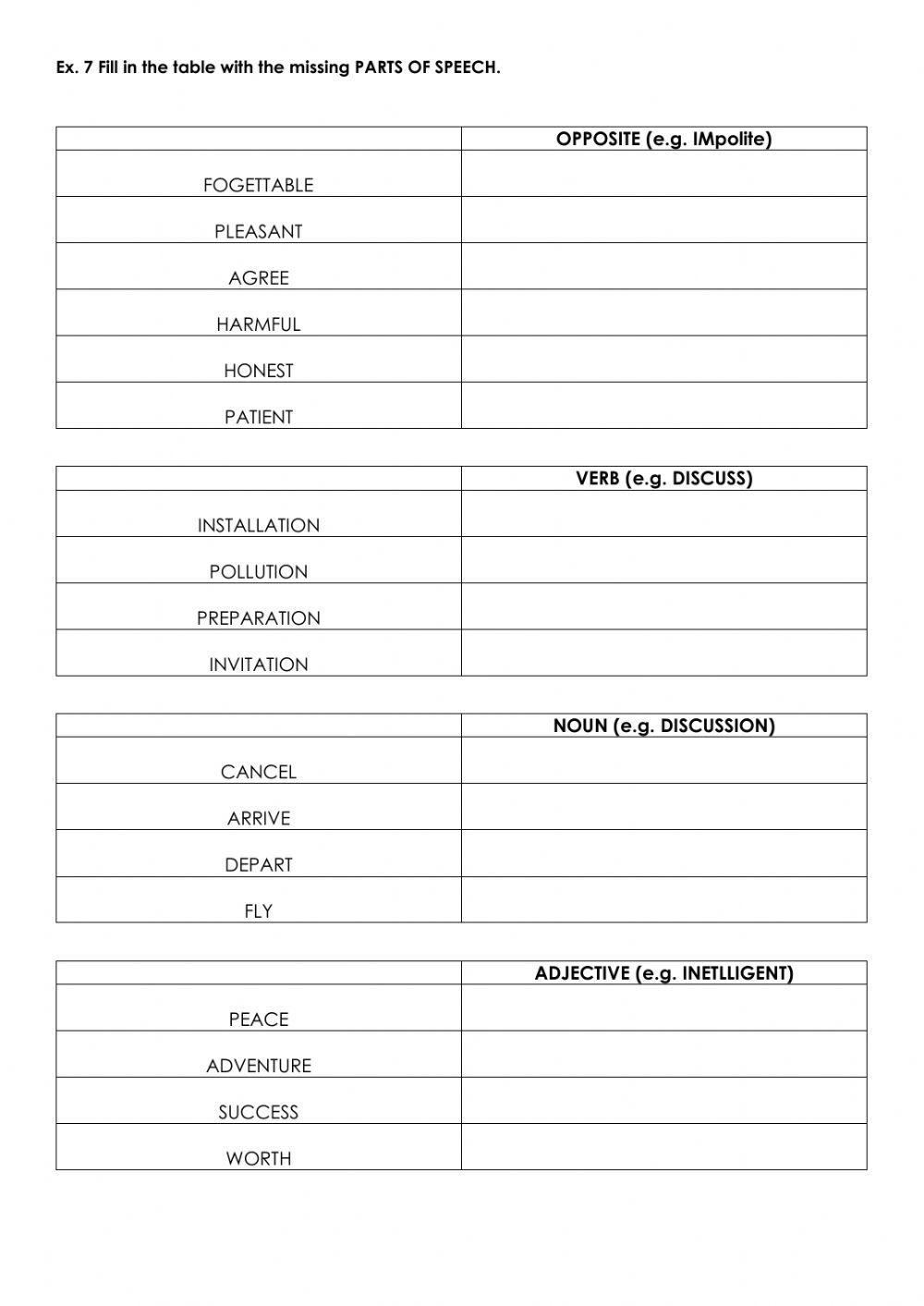 JUNIOR A2+ FINAL EXAM - VOCABULARY (Pioneer 1-6)