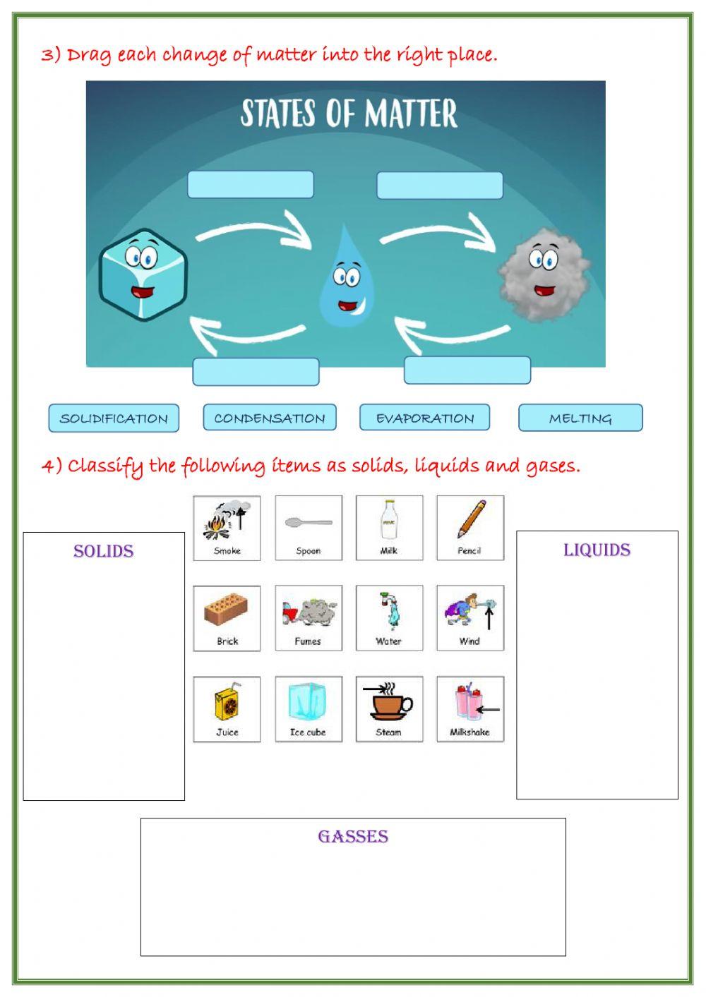 States and changes of matter