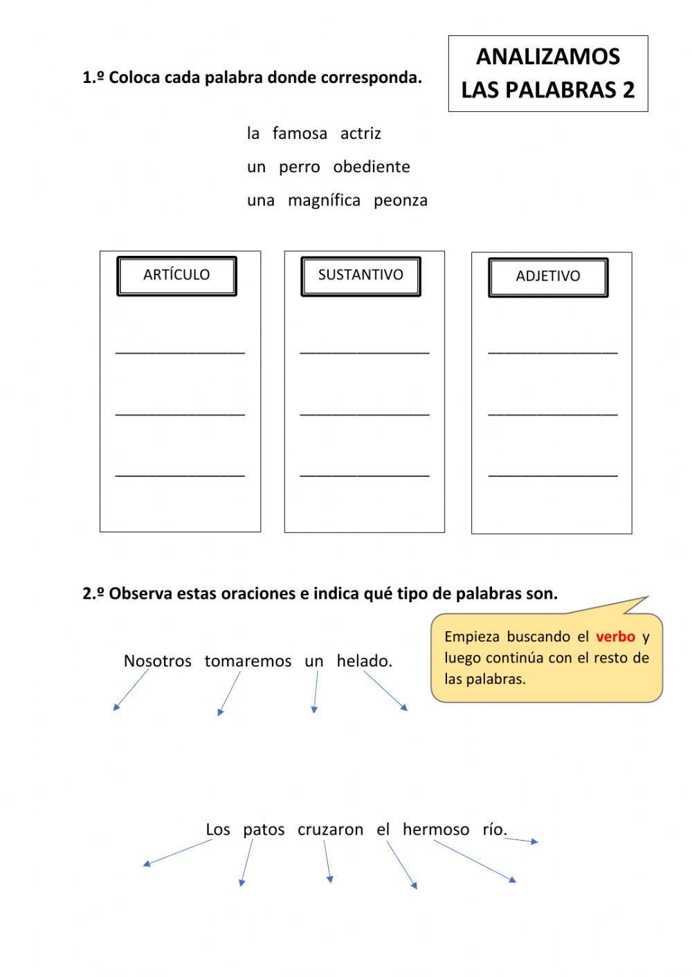 Analizar palabras 2 Analizar palabras 2