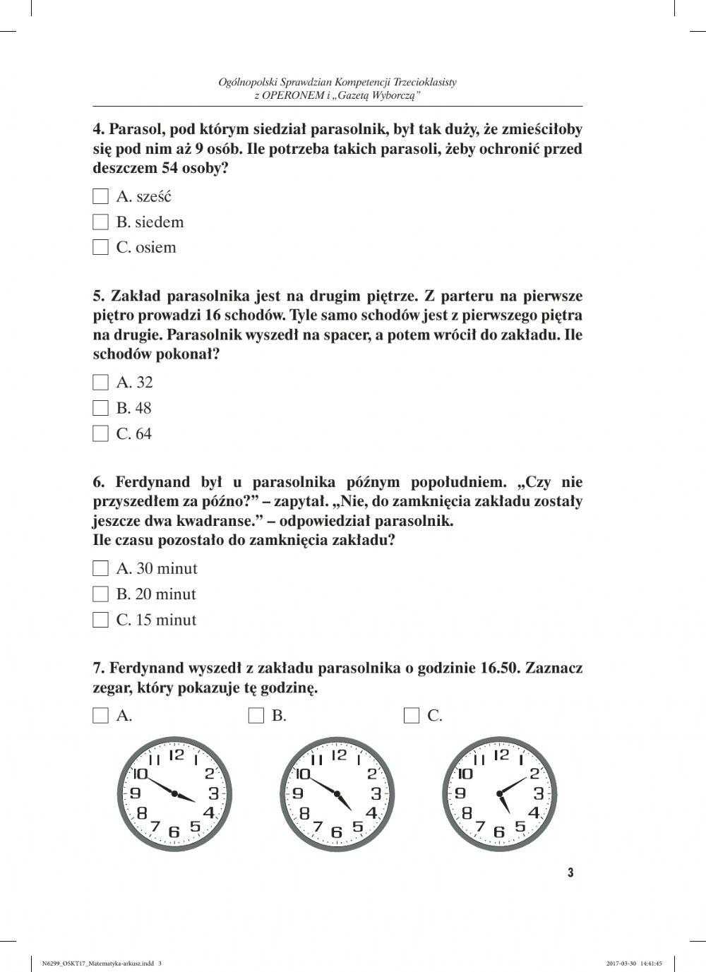 Test matematyka kl.3