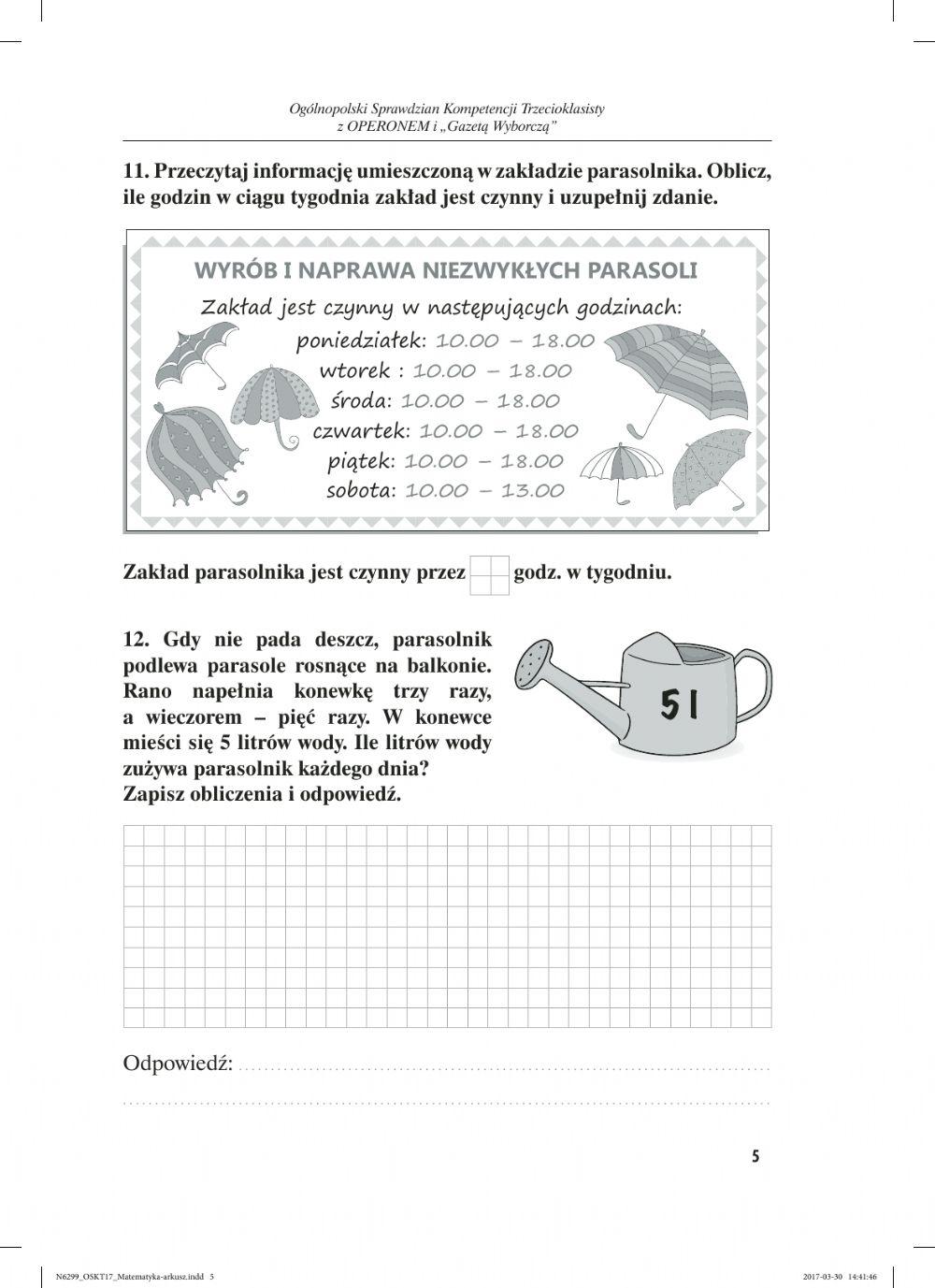 Test matematyka kl.3