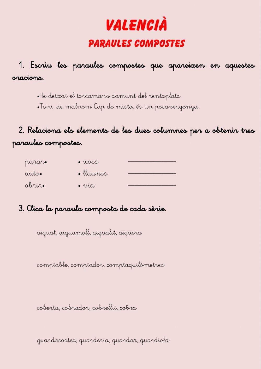 VALENCIÀ paraules compostes