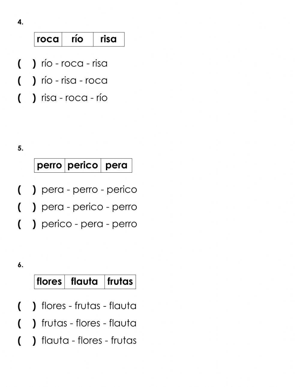 Práctica Orden Alfabético (1-2-3)