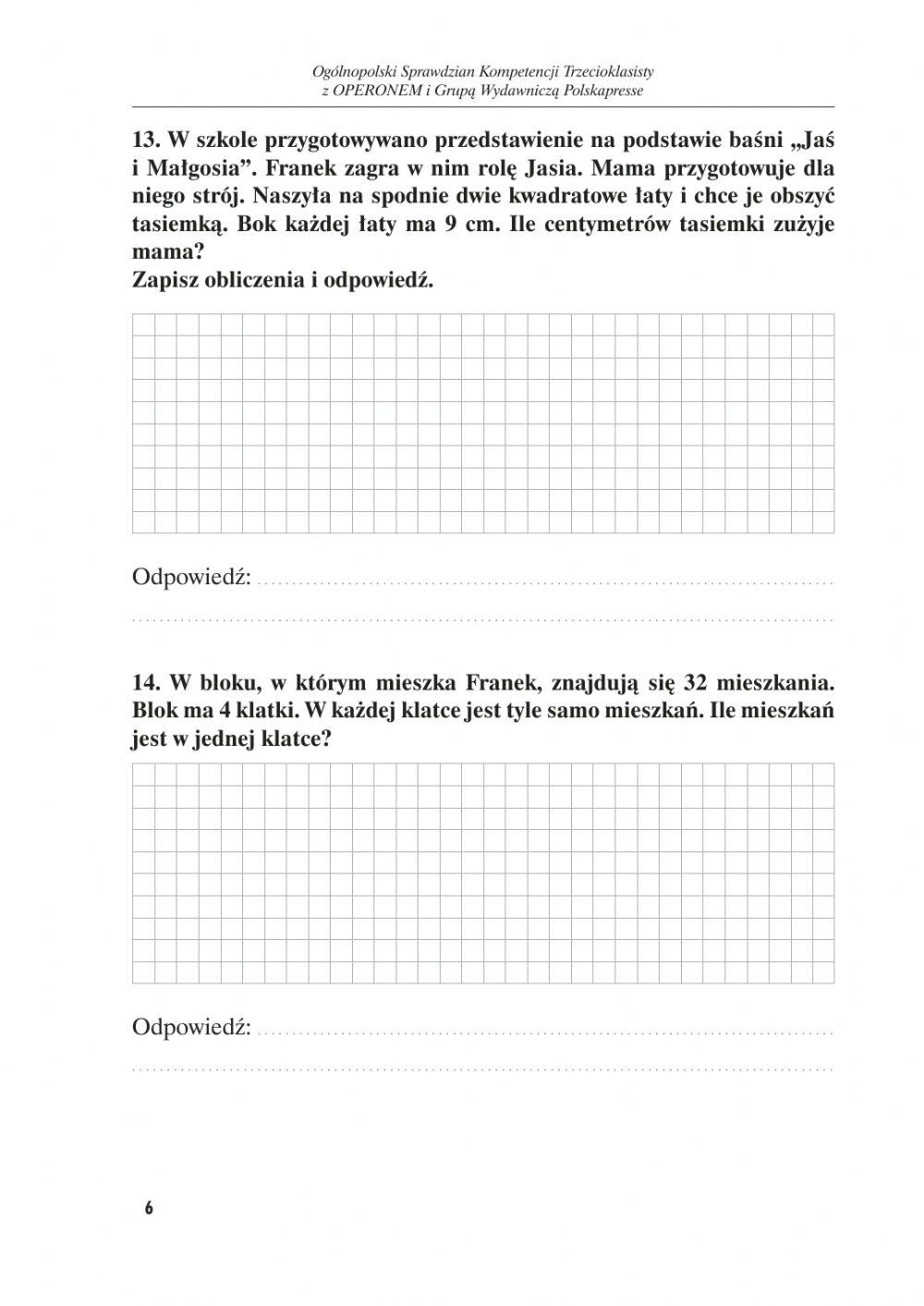 Test matematyka kl.3