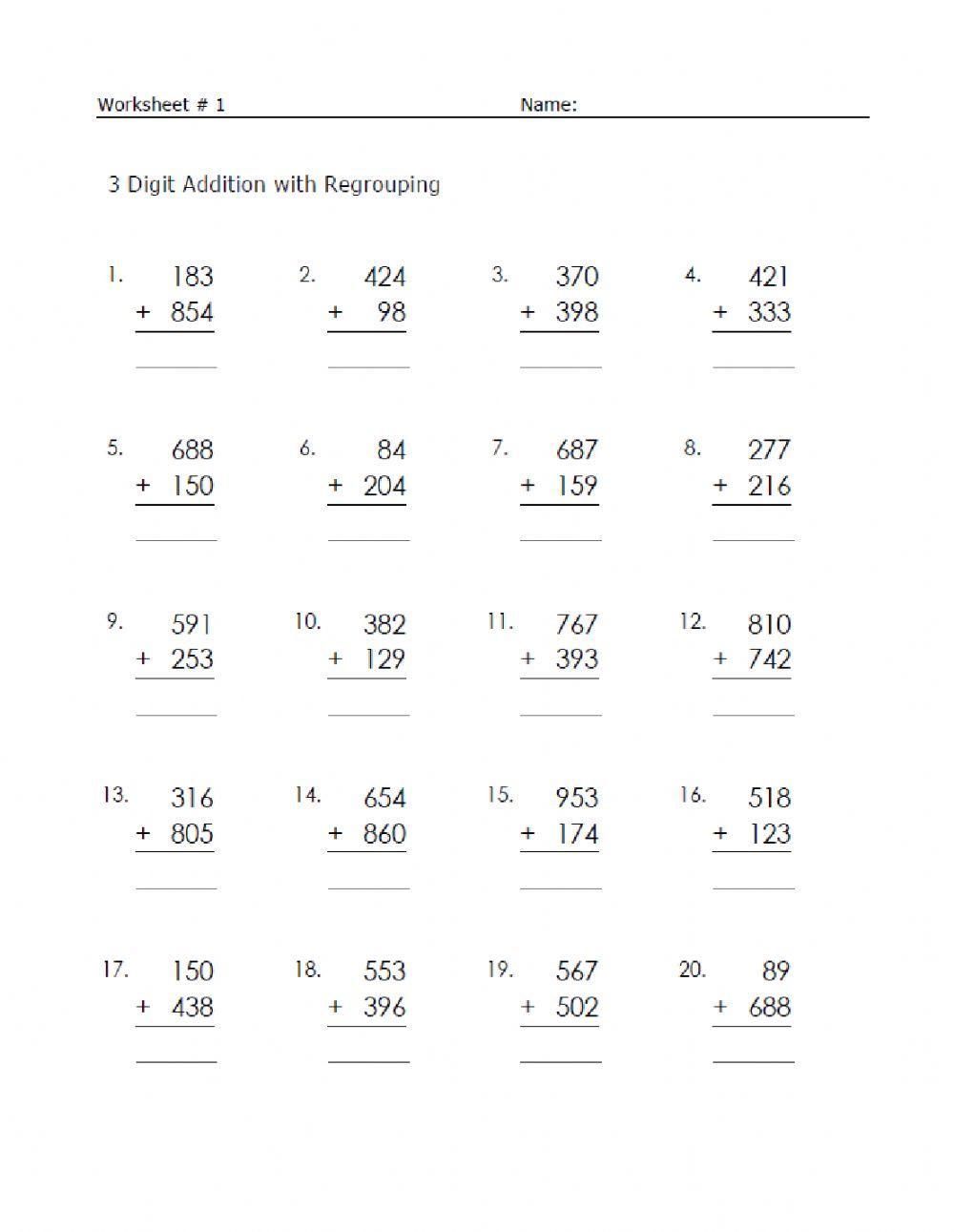 Addition Worksheets For Grade 2