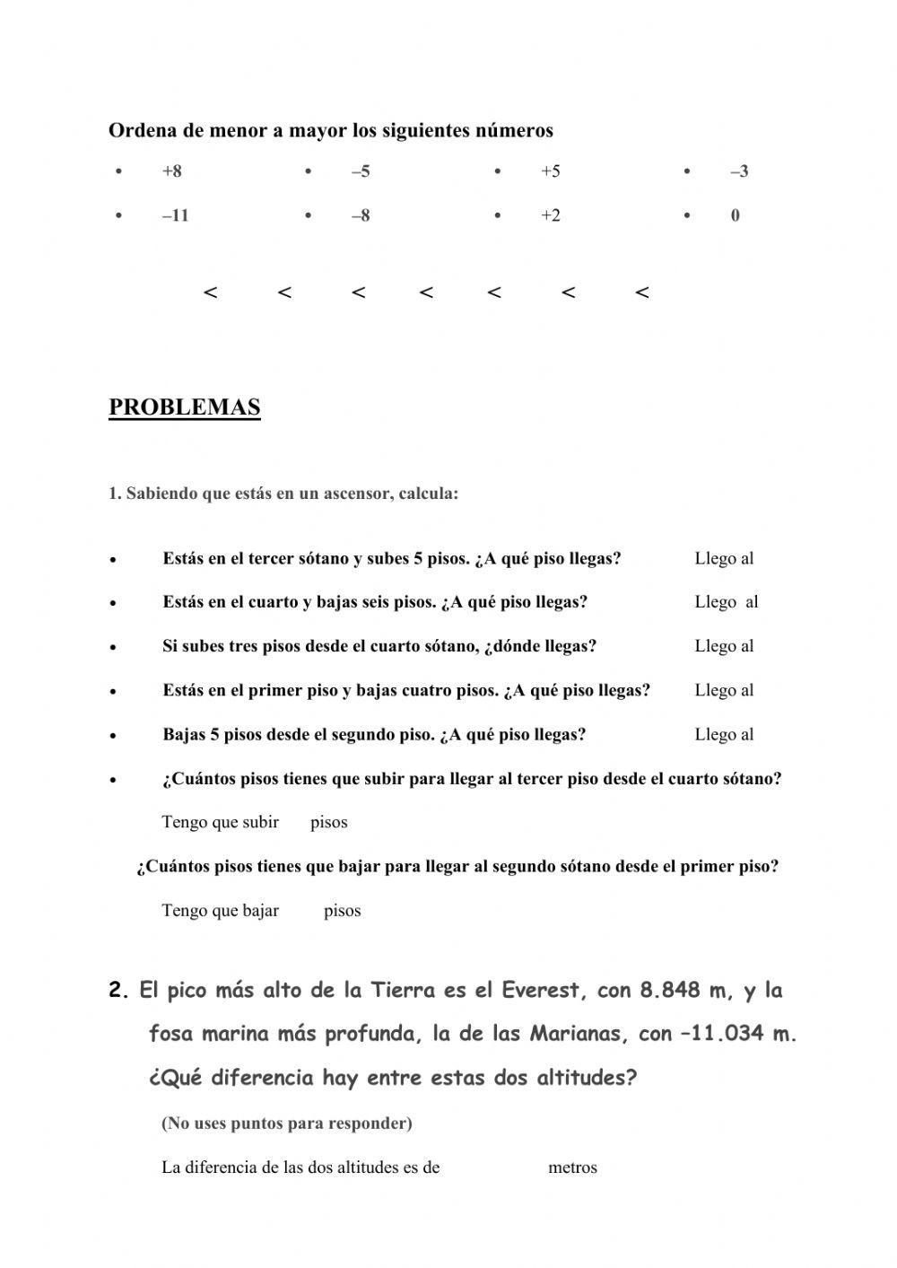 Sumas y Restas de números enteros