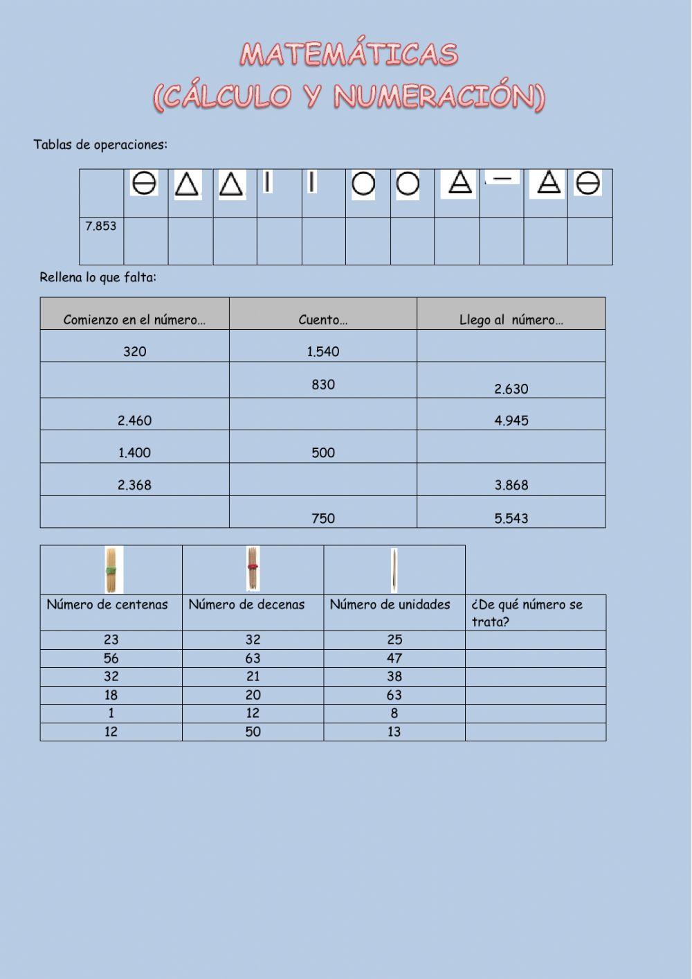 Ficha de matemáticas interactiva