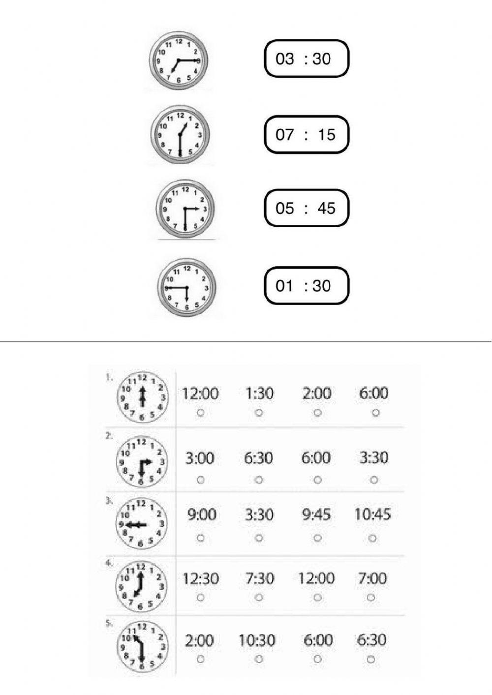 Horas reloj analogico y digital
