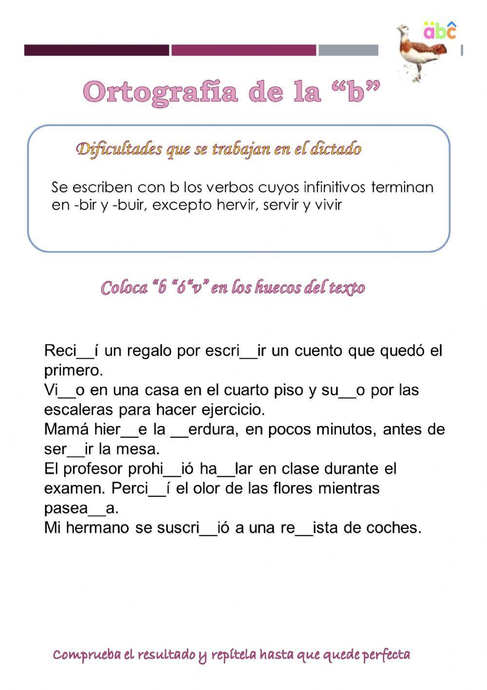 Dictado de la b y la v