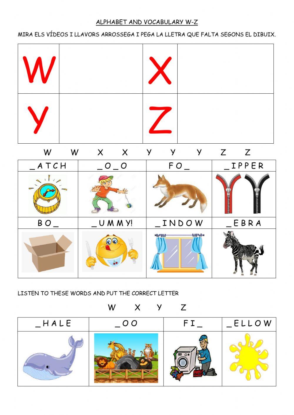 X Y Z Worksheet