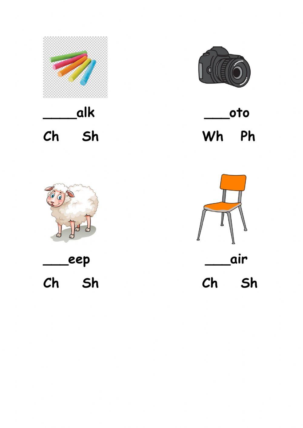 Phonics wh sh ph ch