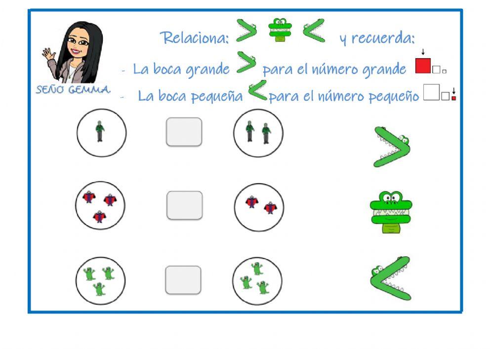 Numeración: mayor, menor, igual