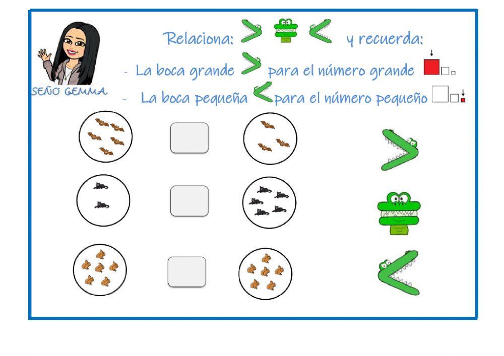 Numeración: mayor, menor, igual