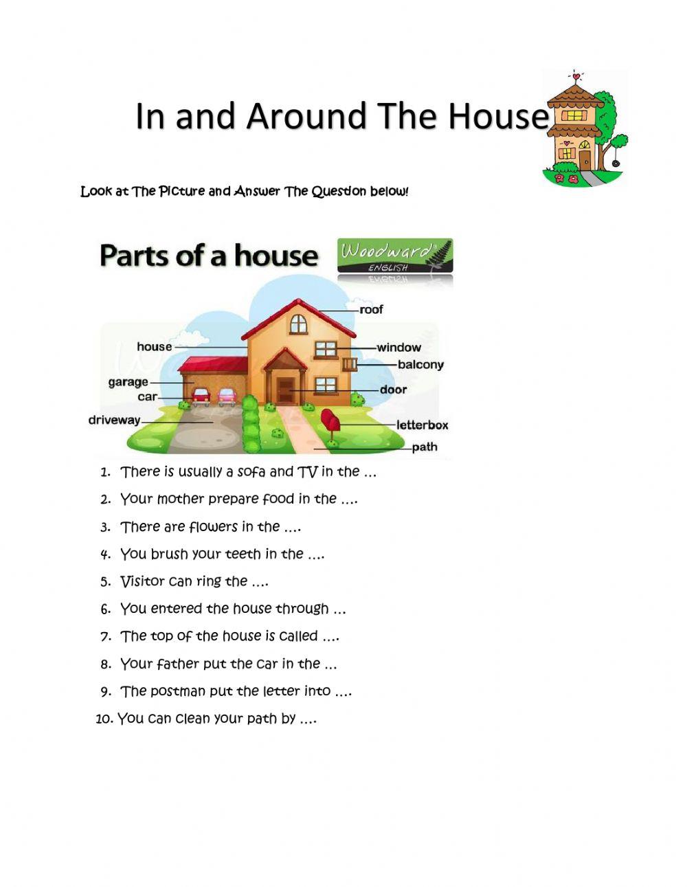 Around house worksheet | Live Worksheets