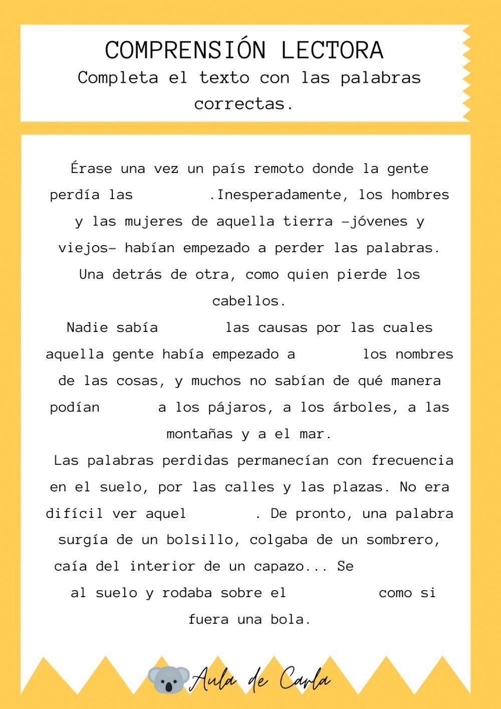 Completa con las palabras correctas