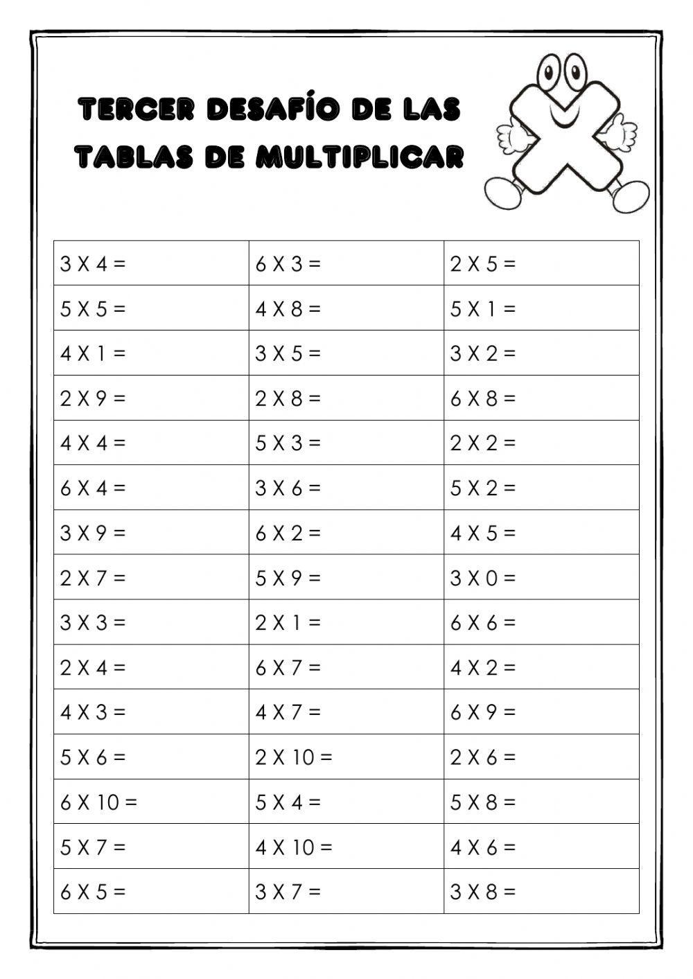 Desafío tablas de multiplicar
